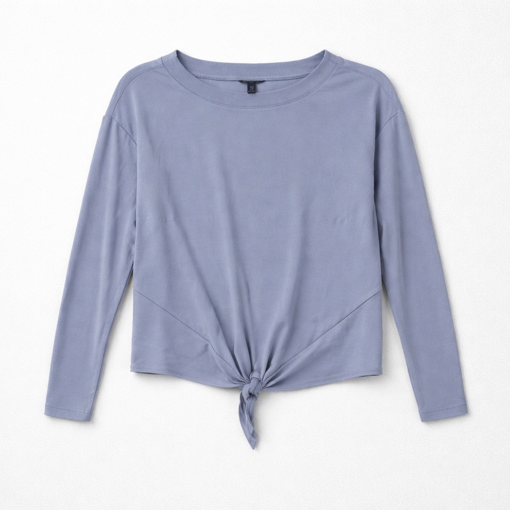 Banana Republic Light Blue Long-Sleeve Tie-Front Sweatshirt - Picture 1 of 5